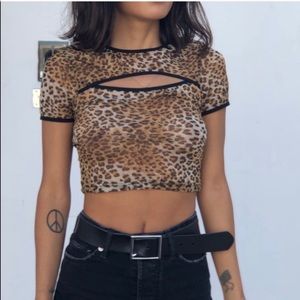Leopard print mesh top xs